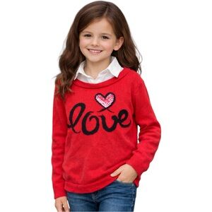 American Girl Grace Thomas Retired Rare Red Sequin Heart Love Sweater Girls 7/8